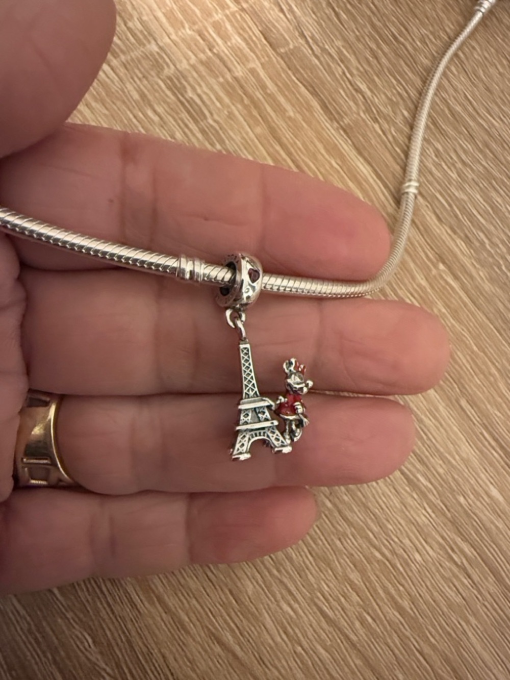 Pandora Minnie Mouse Eiffel Tower Dangle Charm - Silver with Red Enamel - Picture 6 of 6